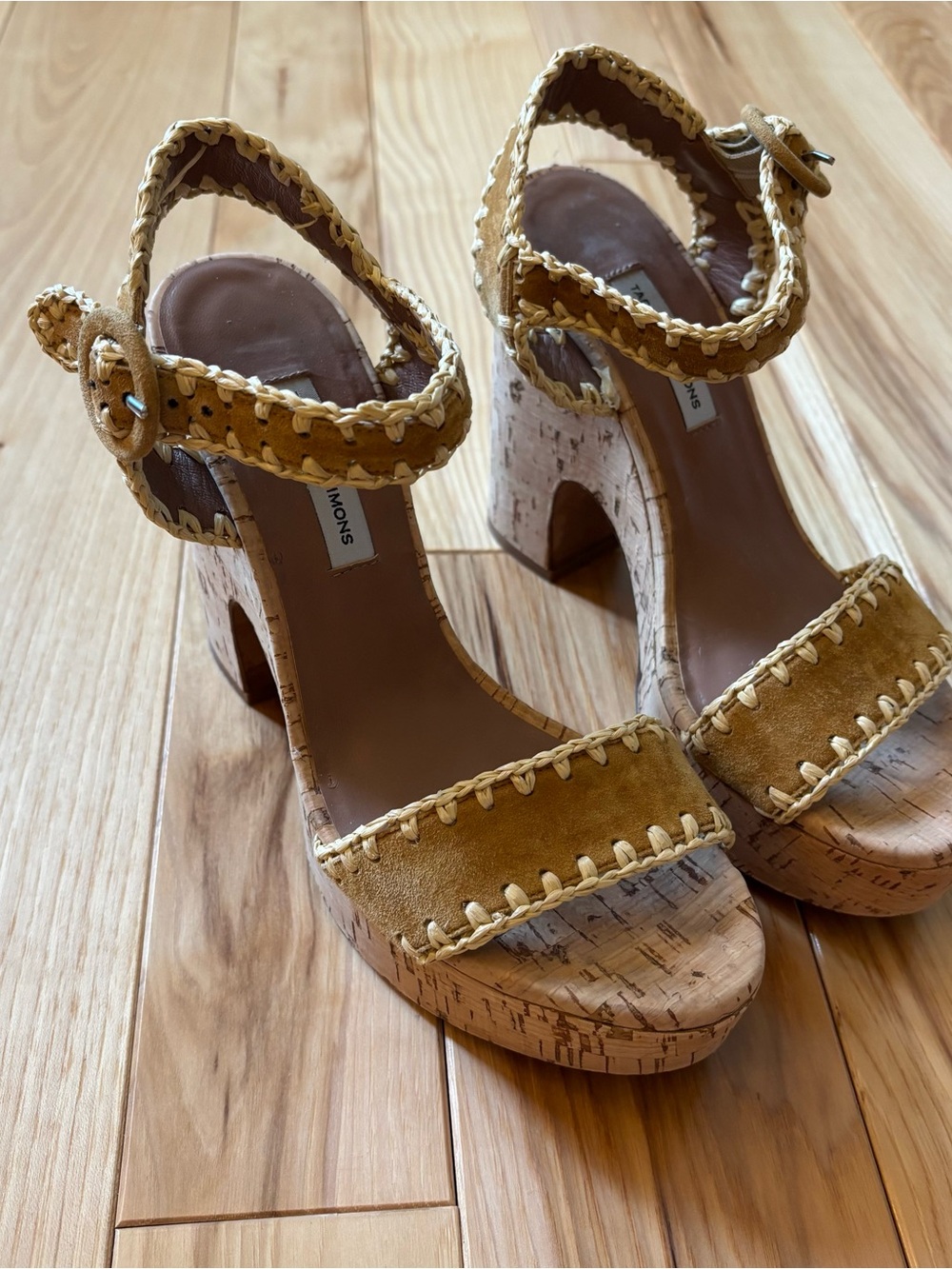 Tabitha Simmons Elena Whip Suede Cork Heel Platform Sandals